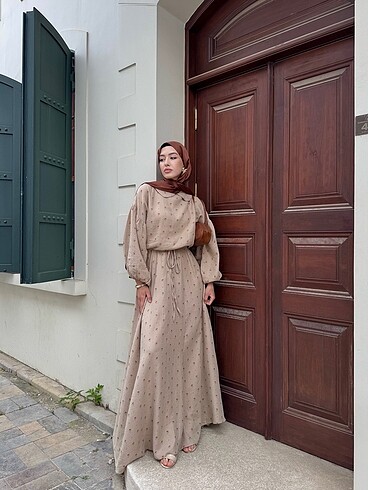 Desenli Müslin Elbise - Görsel 10