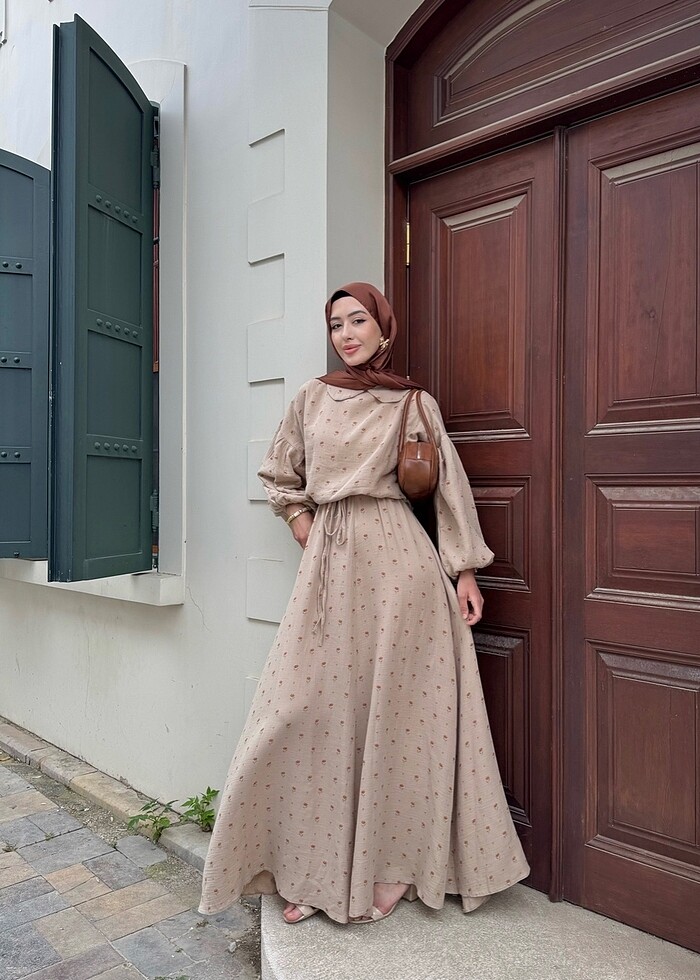 Desenli Müslin Elbise - Görsel 4