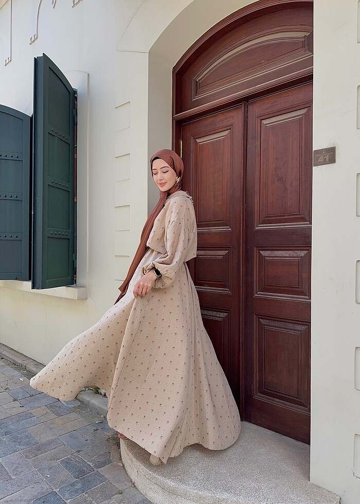 Desenli Müslin Elbise - Görsel 3