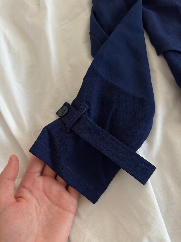 Düğmeli Lacivert Kadın Uzun Tunik - Görsel 2