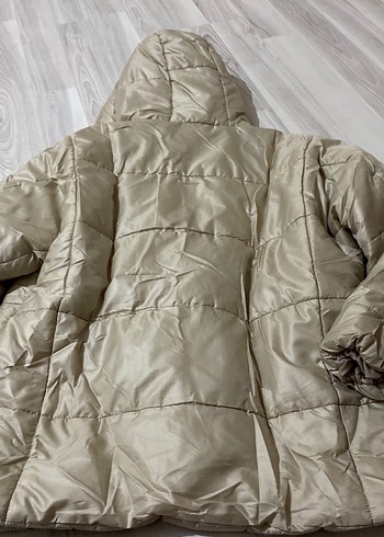 Bej Kapüşonlu Rahat Kadın Mont - Görsel 5