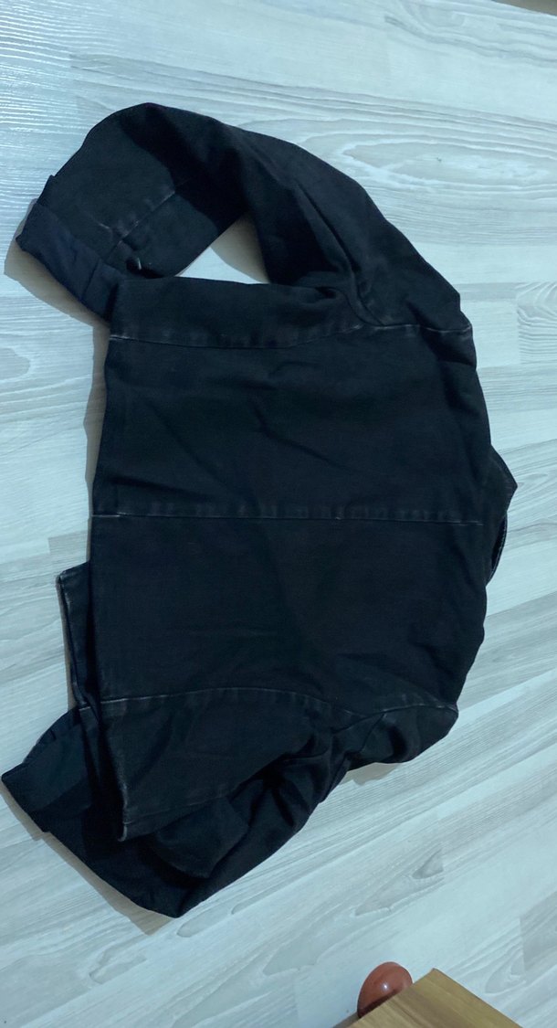 Siyah Kadın Denim Midi Ceket - Görsel 2