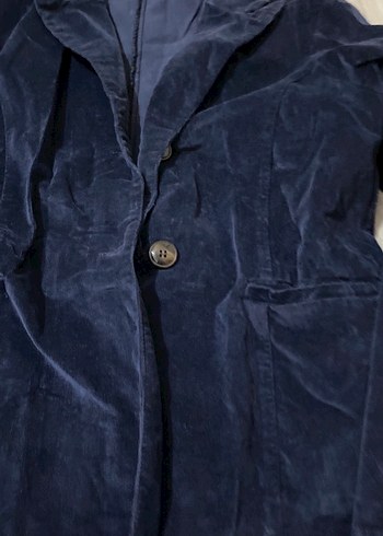 Diğer Düğmeli Lacivert Süet Kadın Blazer