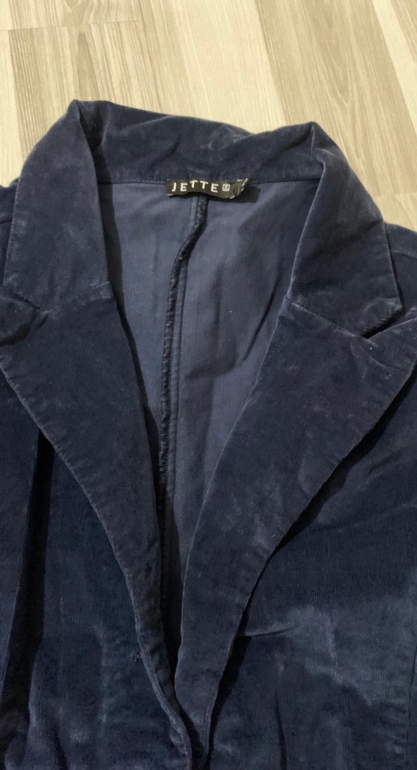 Düğmeli Lacivert Süet Kadın Blazer - Görsel 3