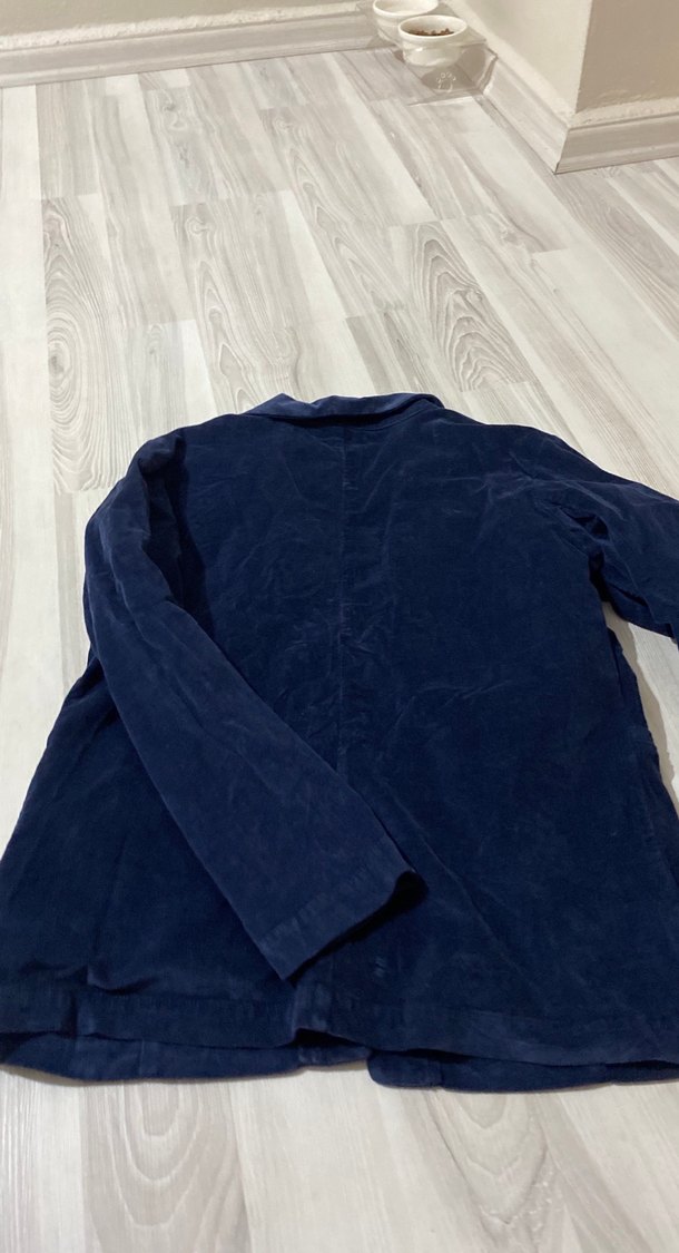 Düğmeli Lacivert Süet Kadın Blazer - Görsel 4