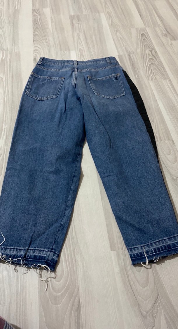 Kadın Mavi Yırtık Midi Kot Pantolon - Görsel 3