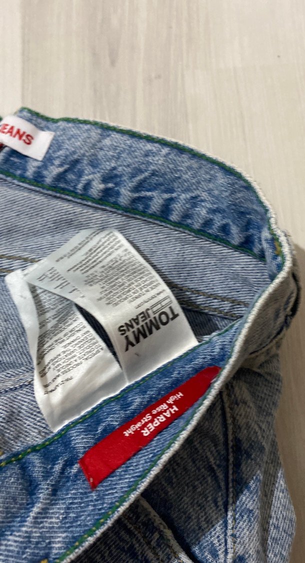 Kadın Mavi Gri Kemerli Bol Kesim Denim Pantolon - Görsel 5