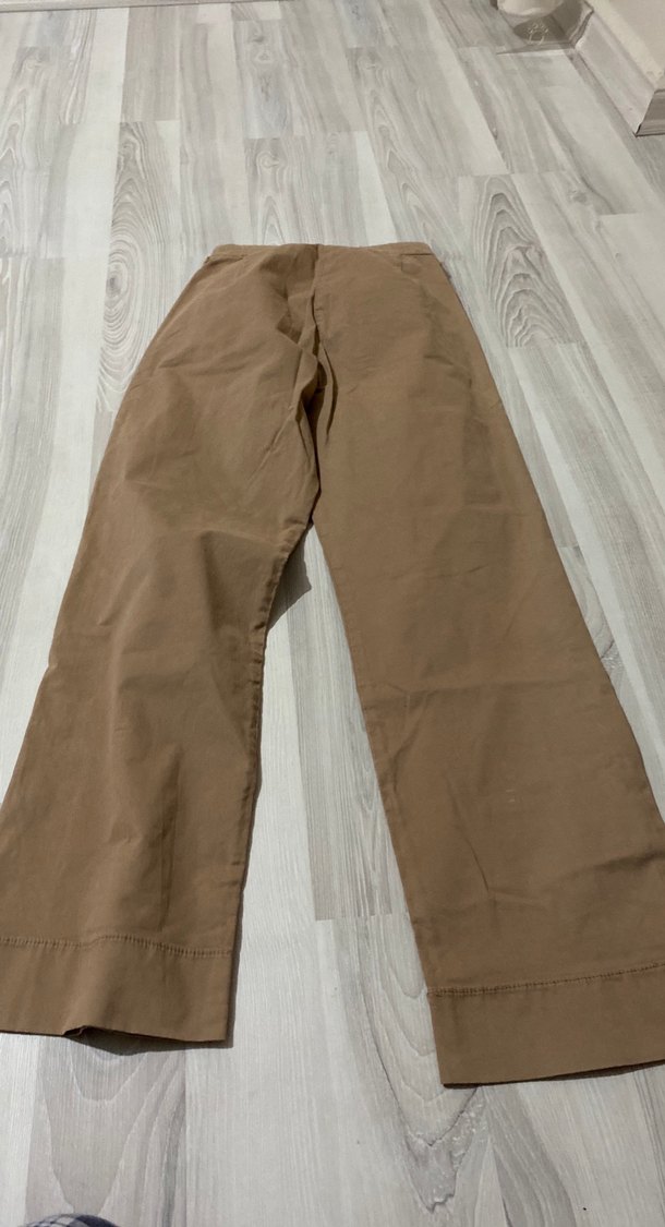 Bej Kadın Keten Rahat Kesim Pantolon - Görsel 2