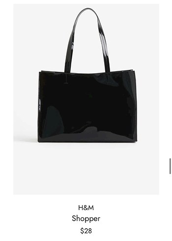 Parlak Siyah Kadın Shopper Çanta