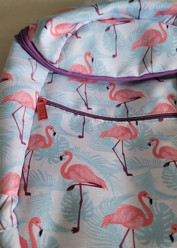 Diğer Pembe Flamingo Desenli Bayan Sırt Çantası