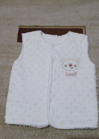 Beyaz Nakışlı Kız Bebek Polar Yelek - Görsel 5