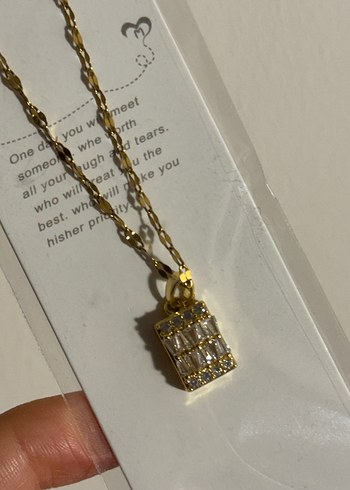 Altın Renk Zincir Detaylı Çelik Baget Kolye - Görsel 2