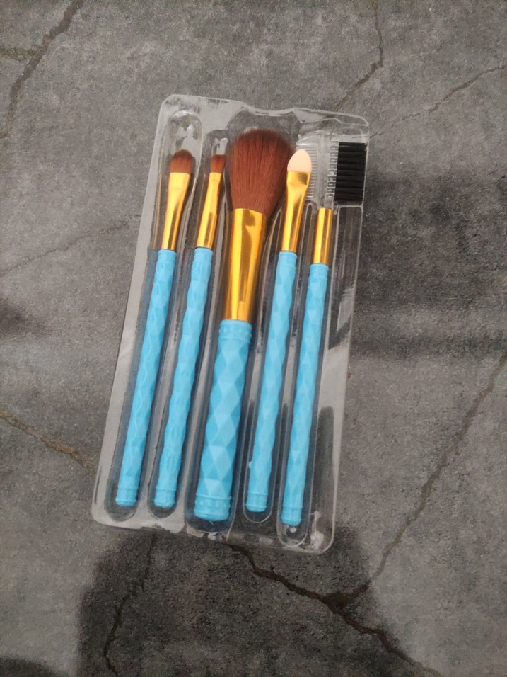 Mavi Renkli 5 Parça Makyaj Fırçası Seti - Görsel 3