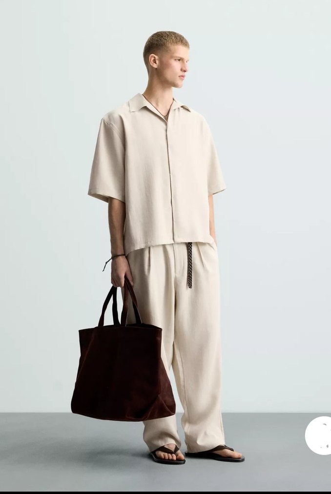 Zara Relaxed Fıt Dökümlü Pantolon - Görsel 3