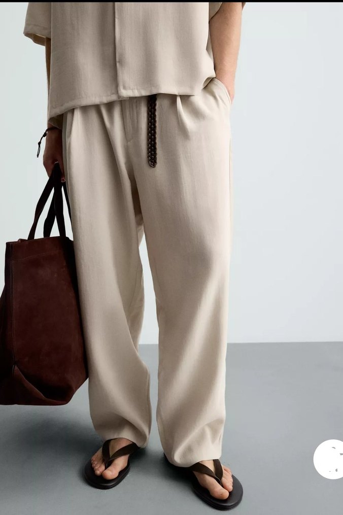 Zara Relaxed Fıt Dökümlü Pantolon - Görsel 5