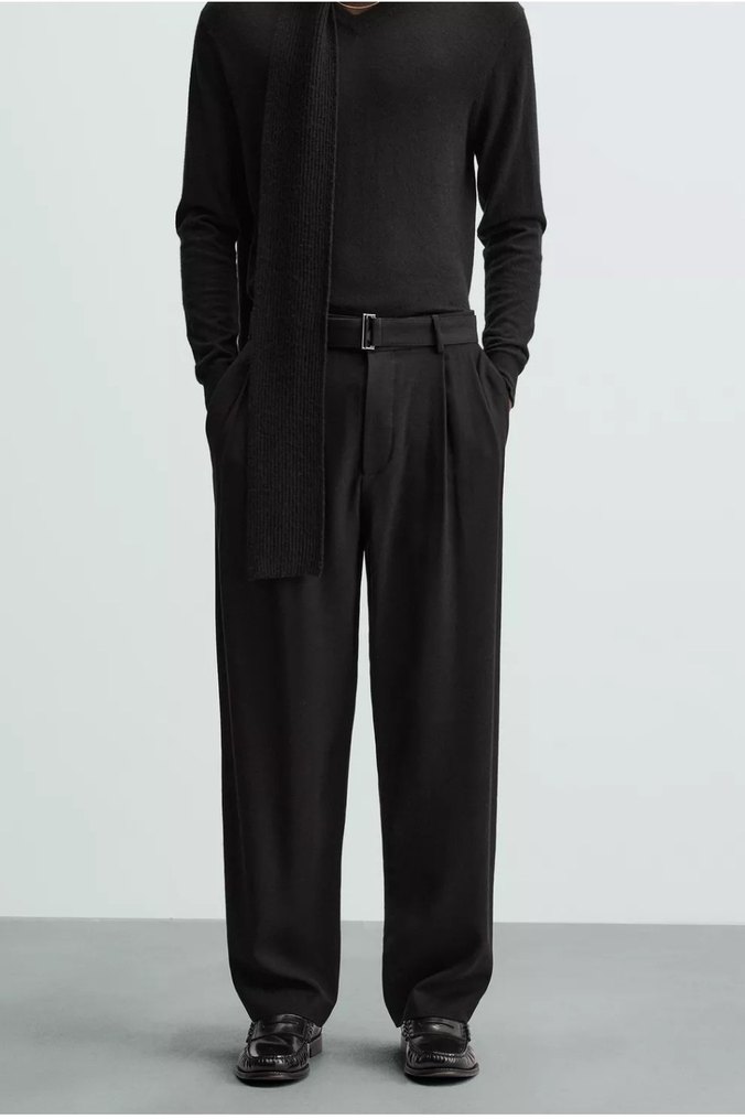 Zara Kemerli Ve Pilili Relaxed Fıt Pantolon - Görsel 2