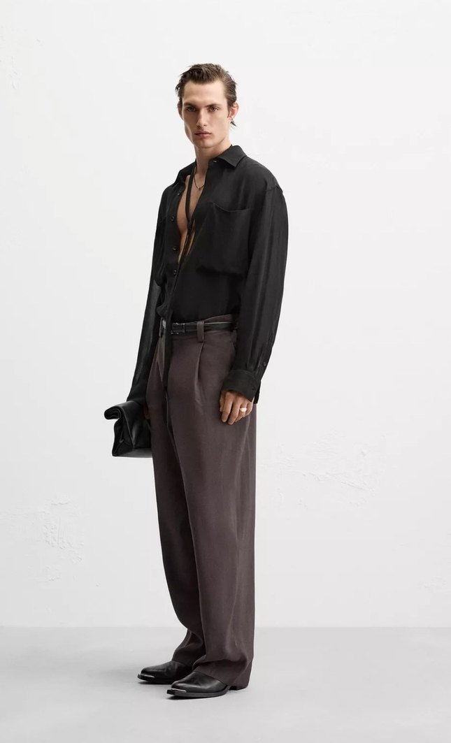 Zara Sıfır Etiketli Relaxed Fıt Dökümlü Pantolon - Görsel 4