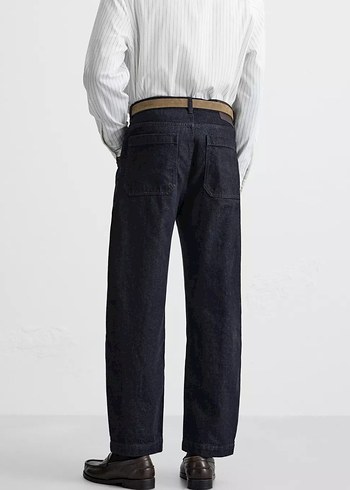 Zara Relaxed Straıght Fıt Koyu Lacivert Jean - Görsel 5