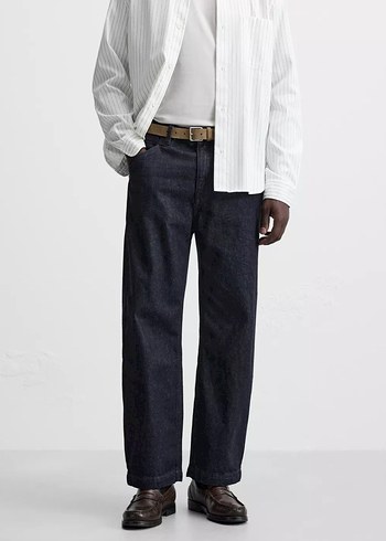 Zara Relaxed Straıght Fıt Koyu Lacivert Jean - Görsel 2