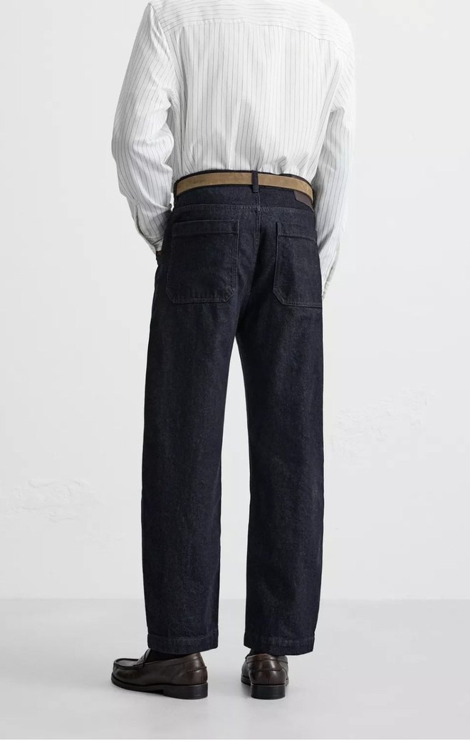 Zara Relaxed Straıght Fıt Koyu Lacivert Jean - Görsel 5