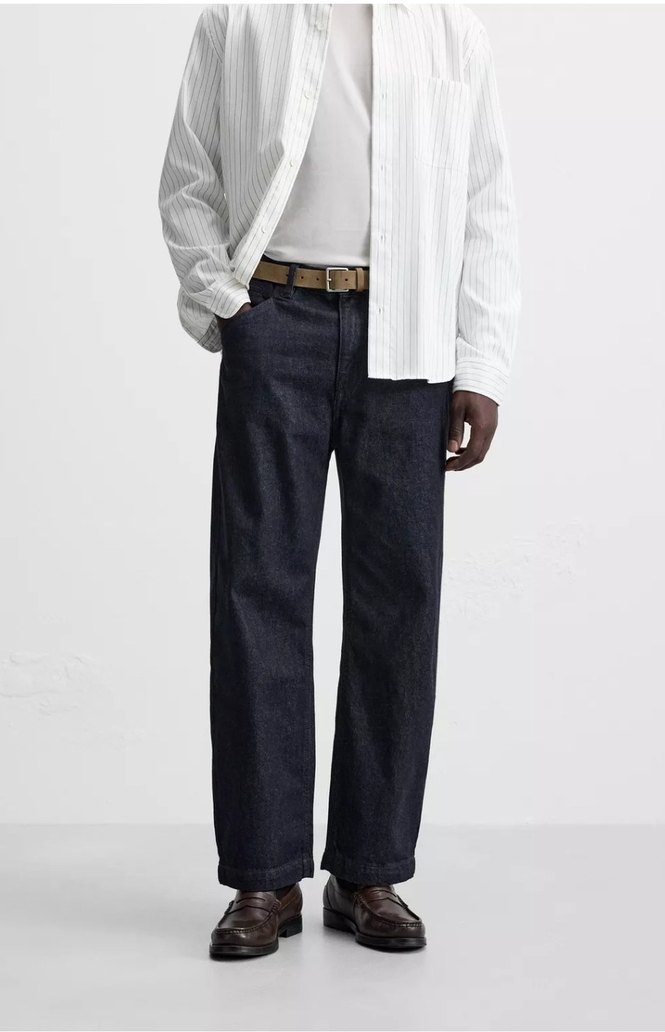 Zara Relaxed Straıght Fıt Koyu Lacivert Jean - Görsel 2