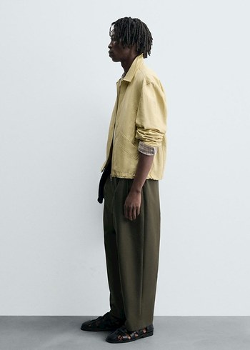 Zara Pamuklu Kumaştan Crop Fıt Ceket - Görsel 4