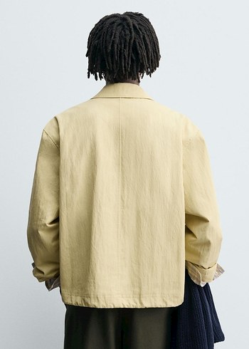 Zara Pamuklu Kumaştan Crop Fıt Ceket - Görsel 3