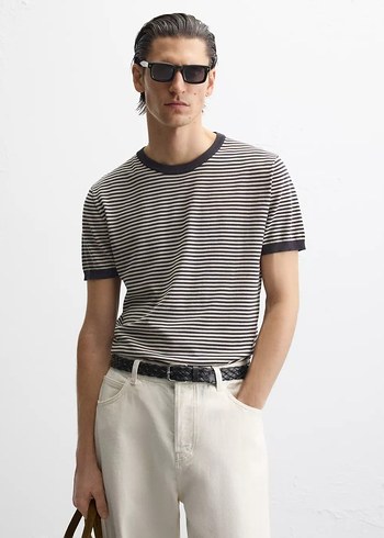 Zara Erkek Çizgili Örgü T-shirt