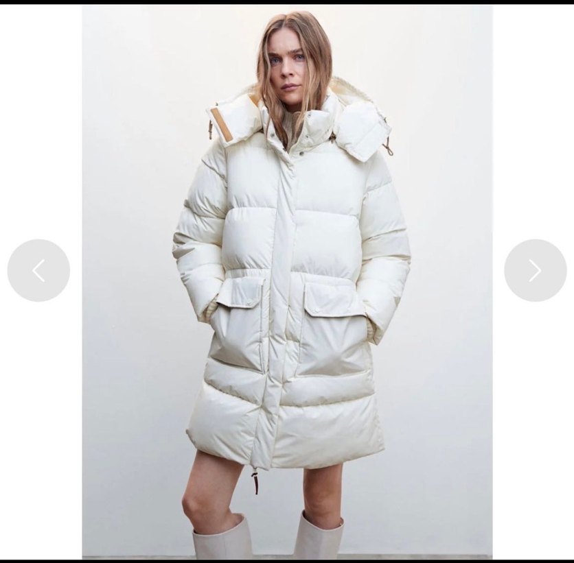 Beyaz Kadın Midi Kışlık Mont mango - Görsel 3
