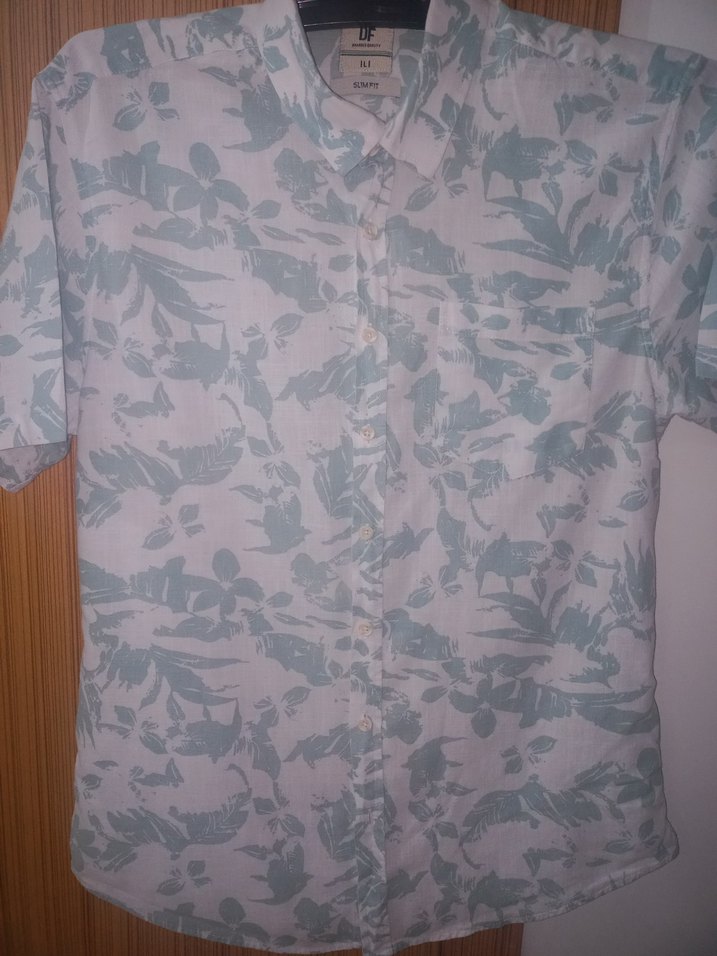 Beyaz Desenli Kısa Kollu Erkek Gömlek - Görsel 2