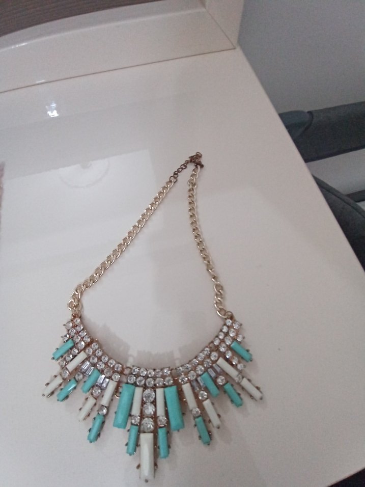 Turkuaz Boncuklu Bohem Midi Kolye - Görsel 2