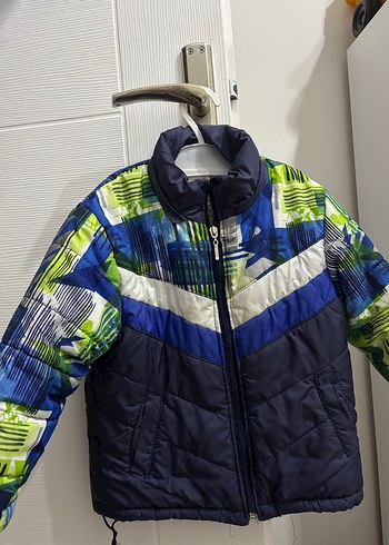 Parlak Mavi Desenli Fermuarlı Erkek Mont - Görsel 3