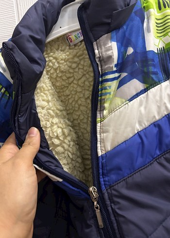 Parlak Mavi Desenli Fermuarlı Erkek Mont - Görsel 5