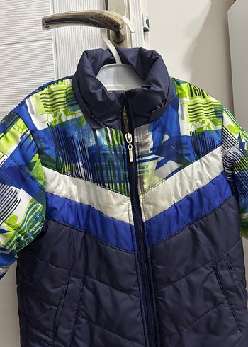 Parlak Mavi Desenli Fermuarlı Erkek Mont - Görsel 2