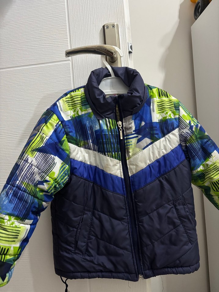 Parlak Mavi Desenli Fermuarlı Erkek Mont - Görsel 3