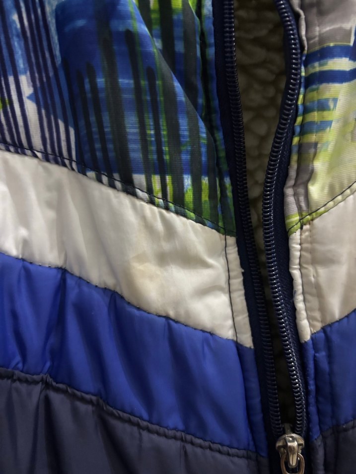 Parlak Mavi Desenli Fermuarlı Erkek Mont - Görsel 4