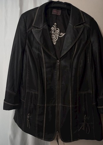 Siyah Deri Biker Ceket Kadın - Görsel 6