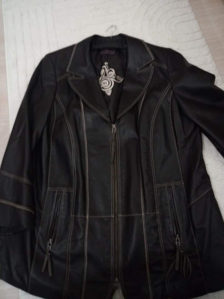 Siyah Deri Biker Ceket Kadın - Görsel 3