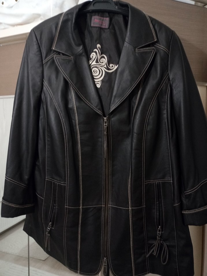 Siyah Deri Biker Ceket Kadın - Görsel 5