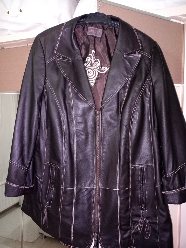 Siyah Deri Biker Ceket Kadın - Görsel 4