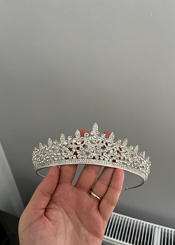 Parlak Taş İşlemeli Beyaz Gelin Tacı - Görsel 3