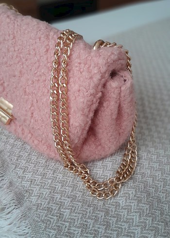 Pembe Peluş Kadın Omuz Çantası - Görsel 3