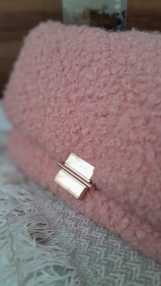 Pembe Peluş Kadın Omuz Çantası - Görsel 2