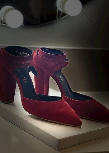 Kırmızı Süet Topuklu Kadın Ayakkabı - Görsel 2