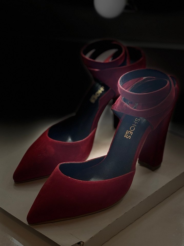 Kırmızı Süet Topuklu Kadın Ayakkabı - Görsel 4