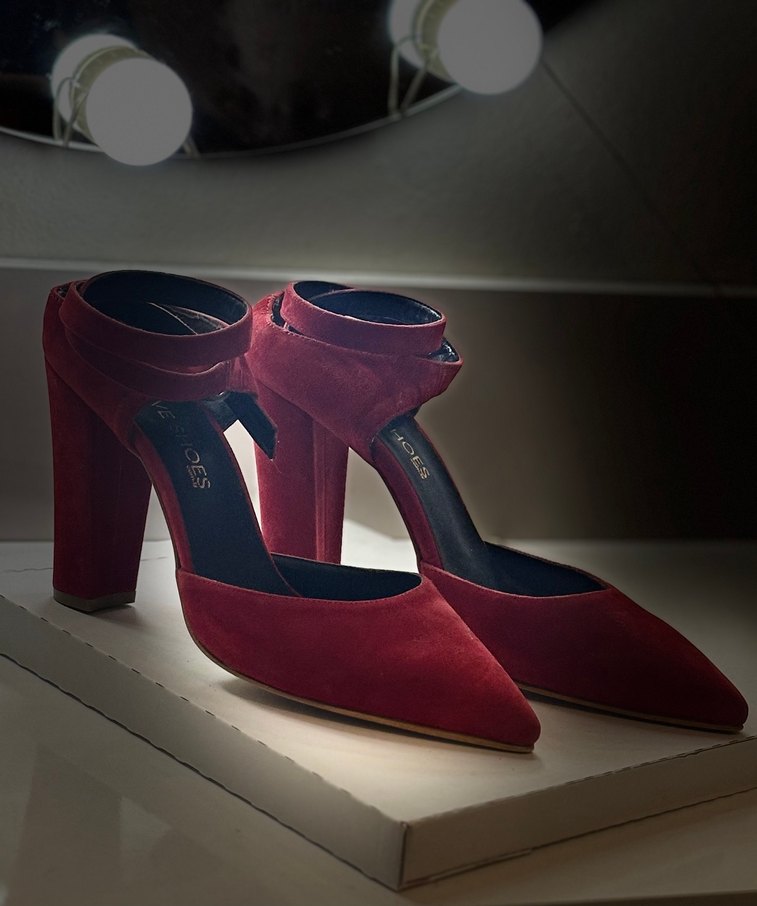 Kırmızı Süet Topuklu Kadın Ayakkabı - Görsel 2