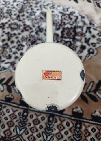 Çiçek desenli beyaz emaye cezve - Görsel 3