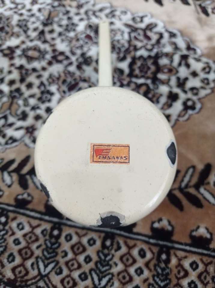 Çiçek desenli beyaz emaye cezve - Görsel 3