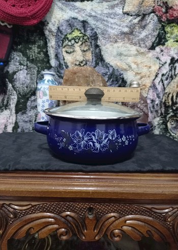 nostalji  Çiçek Desenli Emaye Tencere - Görsel 2