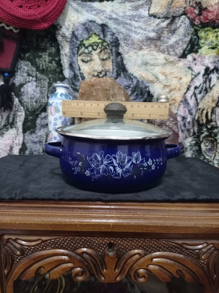 nostalji  Çiçek Desenli Emaye Tencere - Görsel 2